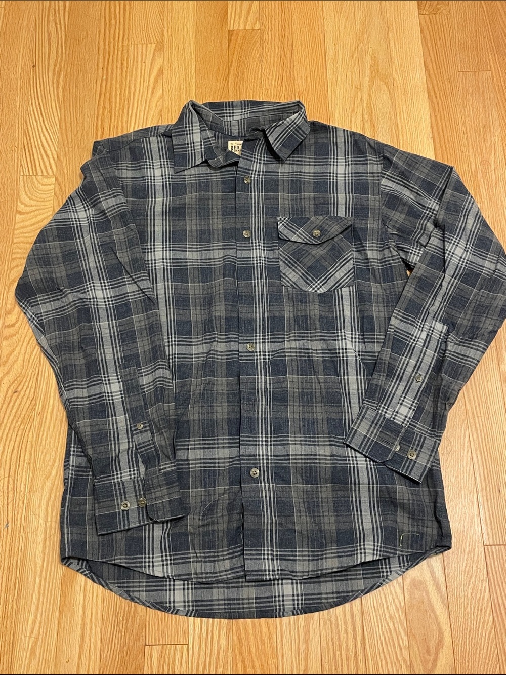 Red Head Men’s Blue Plaid Button Up Long Sleeve Shirt Outdoor Gorpcore